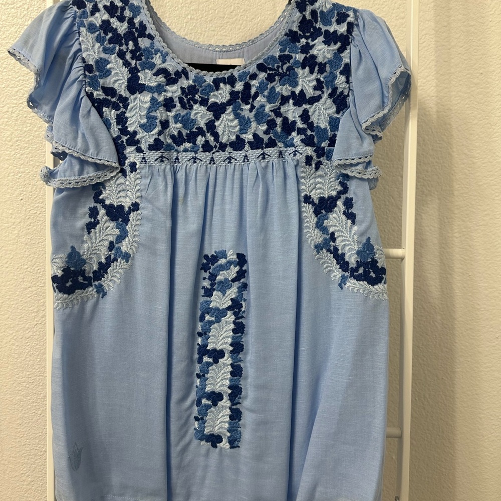 Blue Embroidered Women's Blouse